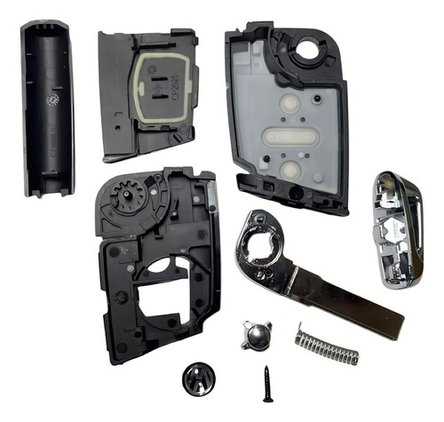 Carcaça Controle Chave Canivete Vw Golf/virtus Mk7 - 3 Botões, Abs Premium, Com Lâmina E Emblema
