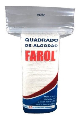 Algodão Quadrado Limpeza Facial Ultra Absorvente Farol 70 Un