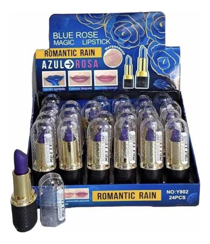 3 Labial Magico Azul Cambia D Color Waterproof Romantic Rain