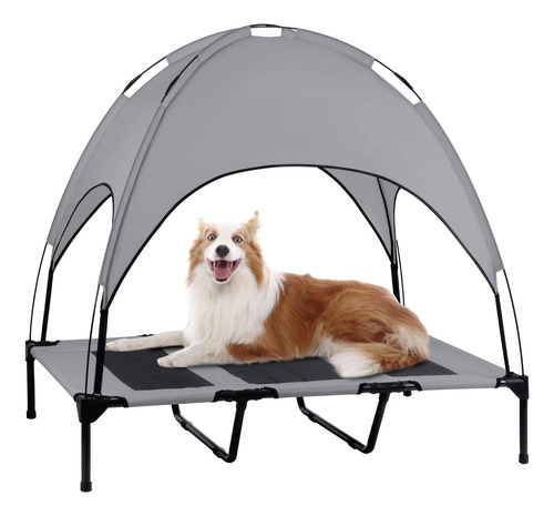 Oipunshle Cama Elevada Para Perros Con Toldo Extraíble, Catr