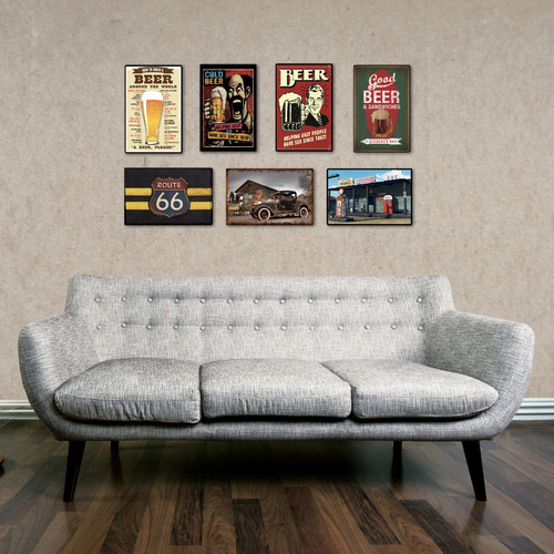 Imagen 1 de 5 de 3 Cuadros Decorativos - Chapa De Madera (3 Uds) 19x29