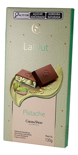 Kit 3 Tablete Lanut Chocolate Pistache Cacau Show 130g