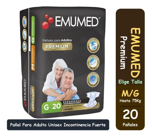 Pañales para adultos Emumed Premium Grande x 20 u