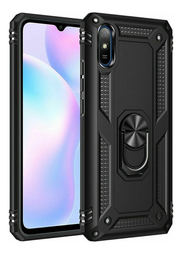 Mica + Funda Rudo Con Anillo Para Xiaomi Redmi 9a