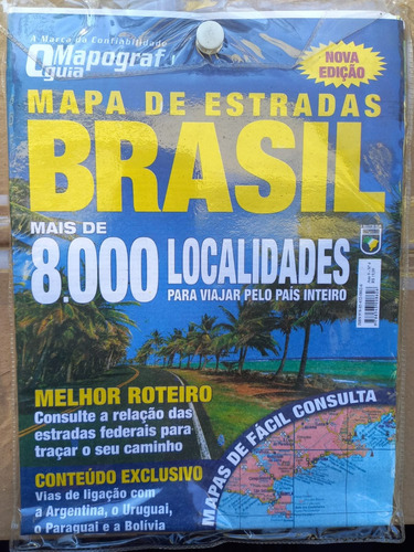 Mapa Rodoviário Do Brasil Mapa De Estradas Do Brasil 1,40x1,00cm Dobravél Frente E Verso