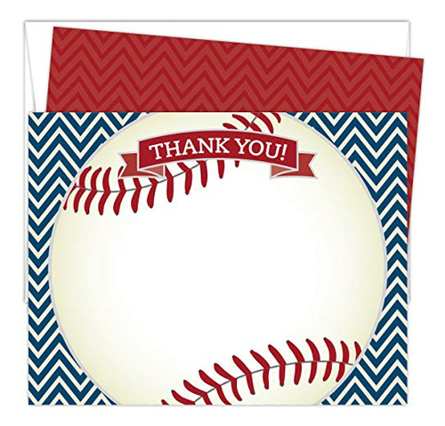 Baseball Flat Thank You Cards | 25 Flat Cards With 25 B...