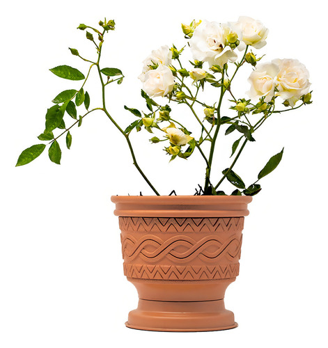 Maceta Plástica Azteca 111c Diámetro De 27.5cm Color Barro Color