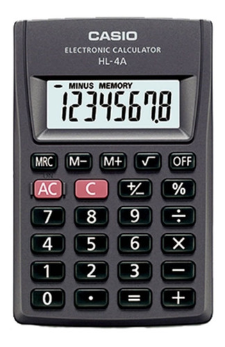 Mini Calculadora Casio Hl-4a 8 Dígitos Portátil Bolsillo 