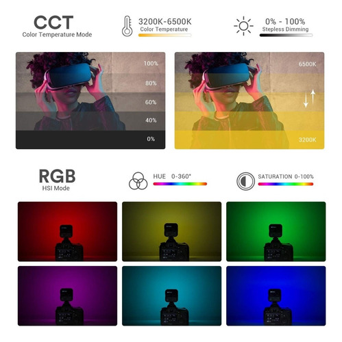 Lámpara Led Mini Rgb Cct Vlogging 6r Godox Color De La Estructura Negro