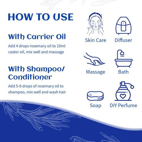 Aceite Esencial Hiqili Rosemary 100% Puro Sin Diluir 480 Ml