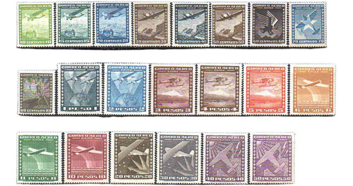 Chile 1934/38. La Serie Aérea De 21 Sellos, Nueva 