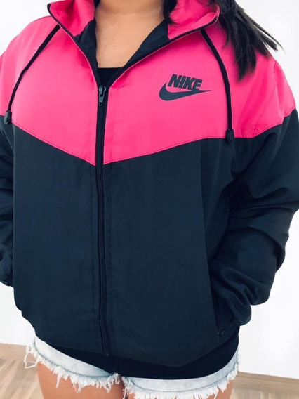 corta vento nike rosa com branco