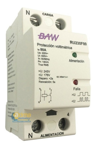 Protector Tension Monofásico Directo 80a Baw Ru230f80