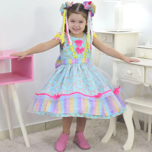 Vestido Junina Pop It + 2 Laços + Armação - Luxuoso