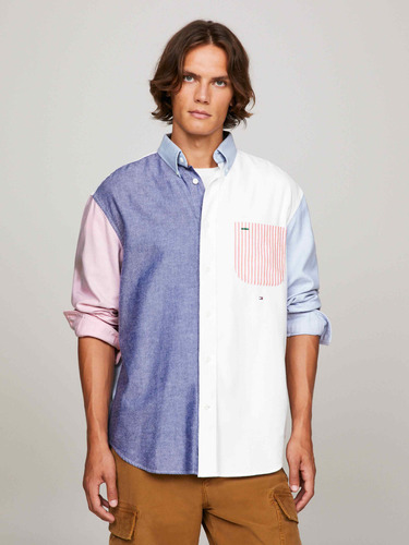 Camisa Oxford Premium Block Multicolor Tommy Hilfiger Hombre