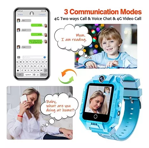  cjc Reloj inteligente 4G para niños con rastreador GPS y  llamadas, reloj de teléfono celular SOS de 2 vías, reloj con pantalla  táctil, cumpleaños para niños y niñas de 3 a