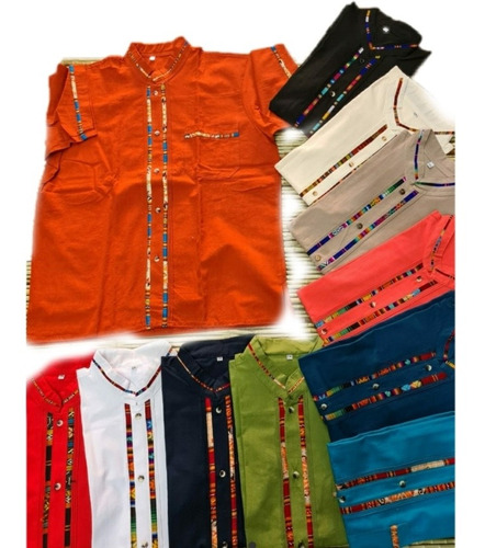 Lote De 9 Guayabera Artesanal Coralillo Manga Corta. 