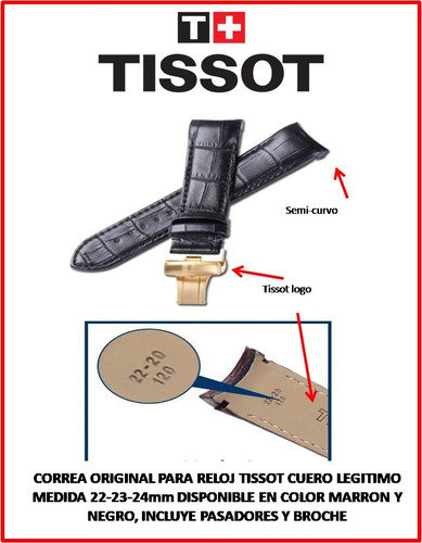 Correa Tissot Cuero Original 22 23 24mm Negra Y Marron 