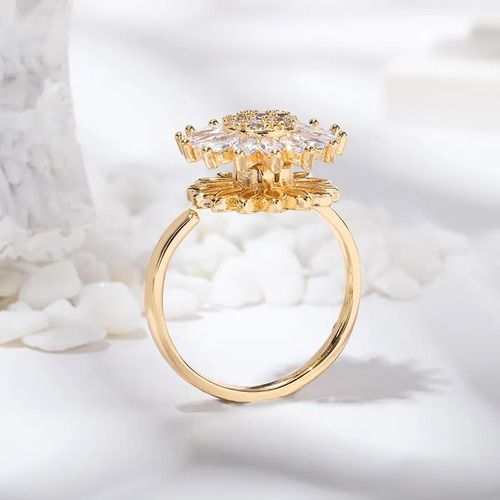 Anillo Giratorio En Girasol De Cristal, Antiestrés, Ansiedad