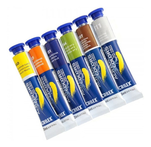 Kit 40 Tinta Acrílica Acrylic Colors Bisnaga 20ml Acrilex