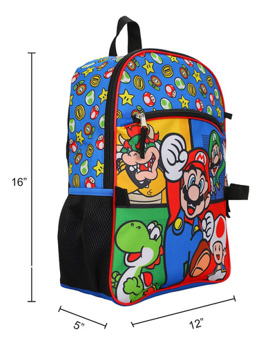 Bioworld Super Mario Bros Set De Mochila Con Accesorios