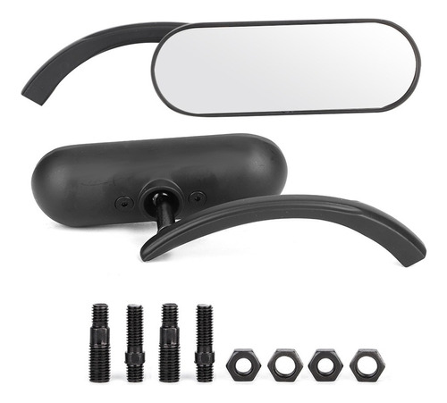 2x Espejo Retrovisor Moto Negro Mini Oval Para Honda Shadow