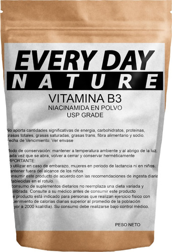 Vitamina B3 100 Gr Niacinamida Nicotinamida Nicotinico Acido