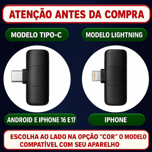 Microfone Bahrein lapela plug and play sem fio duplo Android iPhone profissional cor tipo C