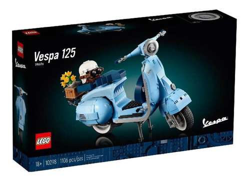 Lego Vespa 125 Azul 1106 Piezas 10298