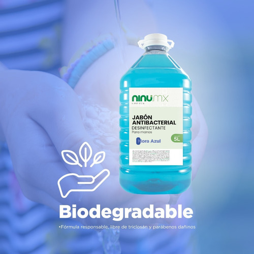 Imagen 2 de 10 de Jabon Liquido Para Manos Antibacterial Desinfectante Ninu 5l