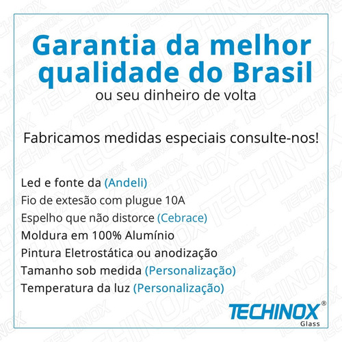 Espelho Com Iluminação Led Embutida Touch Screen 60x60 Cm