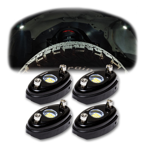 4 Rock Light Led Caixa Roda Enfeite Strada Hillux Ranger S10