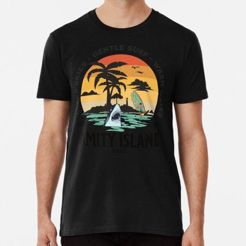 Remera Jaws Fan Art - Amity Island Vacation Algodon Premium