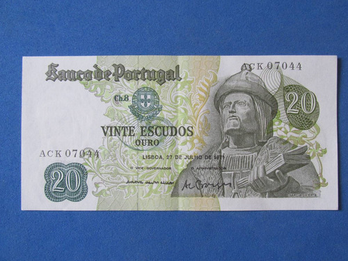 Gran Billete Portugal 20 Escudos Lisboa Año 1971