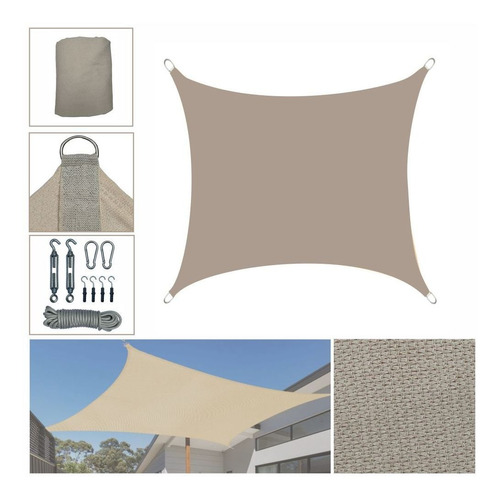 Tela Sombreamento Solar Shade 2x2m Areia Com Kit Instalação