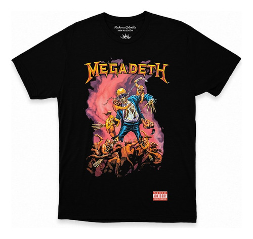 Camiseta Negra Personalizada Megadeth Demonios
