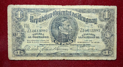 Billete 1 Peso Uruguay 1928 Pick 9 B.2 Artigas
