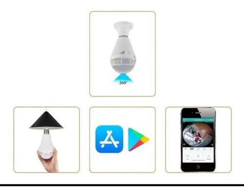 Imagem 4 de 5 de Camera Ip Seguraca Lampada Vr 360 Panoramica Espia Wifi Prom
