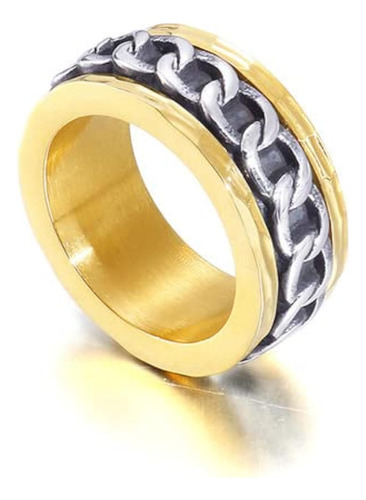 Anillo Giratorio De Oro De 18 Quilates De Moda Con Cadena Cu