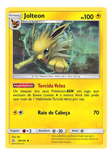 Kit Cartas Pokémon Jolteon Eevee Evolução