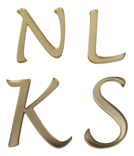 10 Lindas Letras Em Acrílico Dourado - 5cm