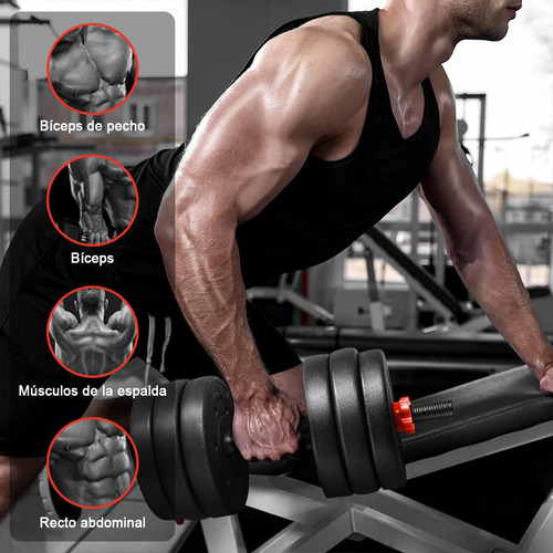 Kit De 20kg Pesas Y Mancuernas Ajustables Para Ejercicio