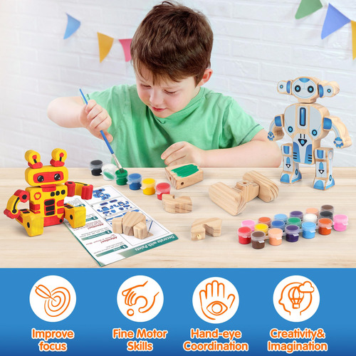 Juguetes De Robot De Madera Para Niños 3 A 5 Años