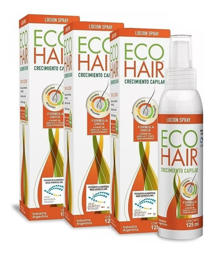 Ecohair Locion Spray Crecimiento Capilar X125ml X3 Eco Hair