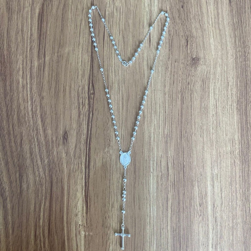 Imagen 2 de 9 de Collar Rosario Cruz Virgen En Plata .925 Agálea Joyería