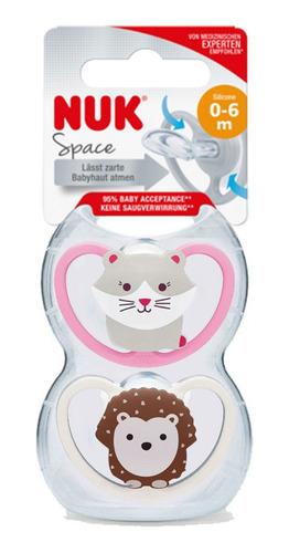 Set 2 Chupetes Nuk Space Animales Bebé 0-6m/6-18m/18-36m