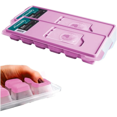 Forma De Silicone Gelo Papinha Com Tampa 12 Cubos Livre Bpa