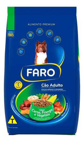 Ração Faro Cães Adultos Médio Grande Carne Frango Veget 20kg