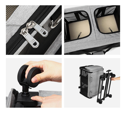 Compartimento Doble Pet Carrier Trolley Bag Cochecito