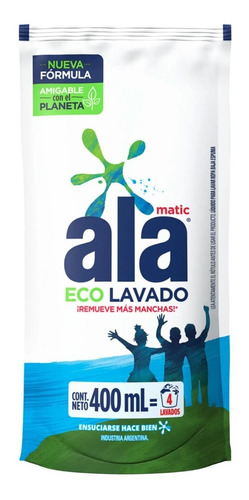 Jabon Liquido Ala Matic Eco Lavado Doy Pack 400 Ml.